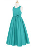 Halter Neck Green Satin Cutout Back Junior Bridesmaid Dress